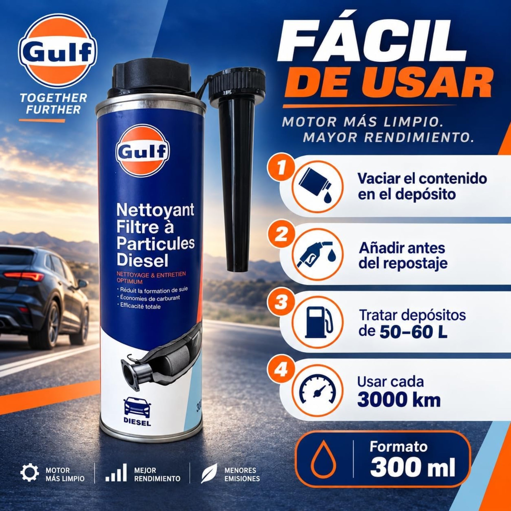 Gulf Limpiador Filtro de Partículas Diésel DPF 300 ml