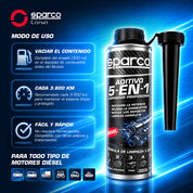 SPARCO Aditivo Limpiador Profesional Diésel 5 en 1 (300 ml)