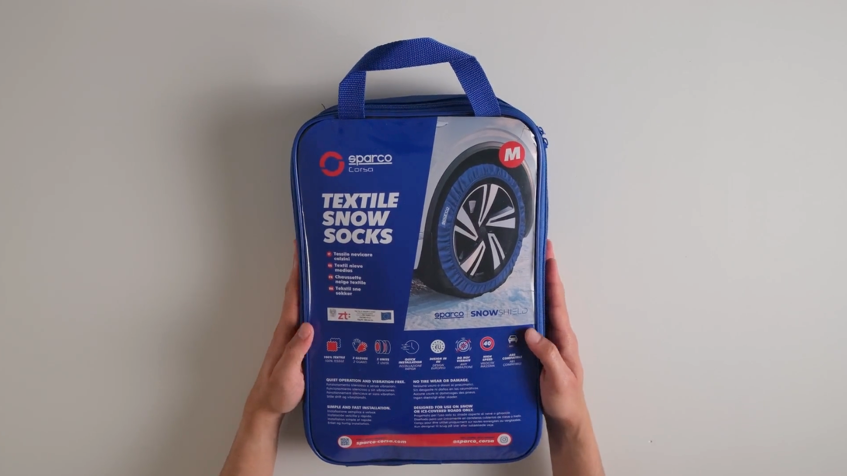Cadenas De Nieve Textiles Sparco SnowShield PLUS - Juego De 2, Homologadas, Fáciles De Montar Y Reutilizables